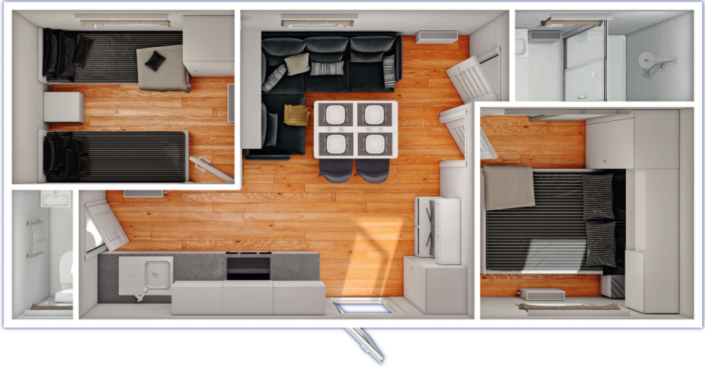 Traum Tiny - Camping-Modul 3D Grundriss