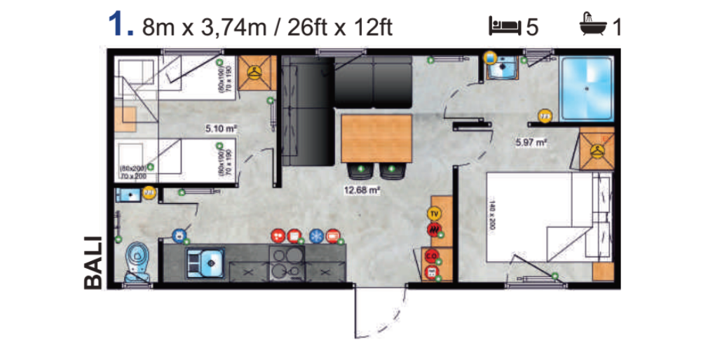 Traum Tiny - Zweckgebundenes Tiny Haus - Camping - Grundriss 1