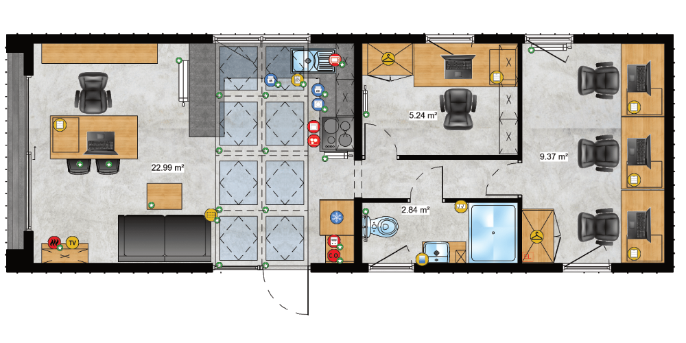 Traum Tiny - Zweckgebundenes Tiny Haus - Mobile Office - Grundriss 1