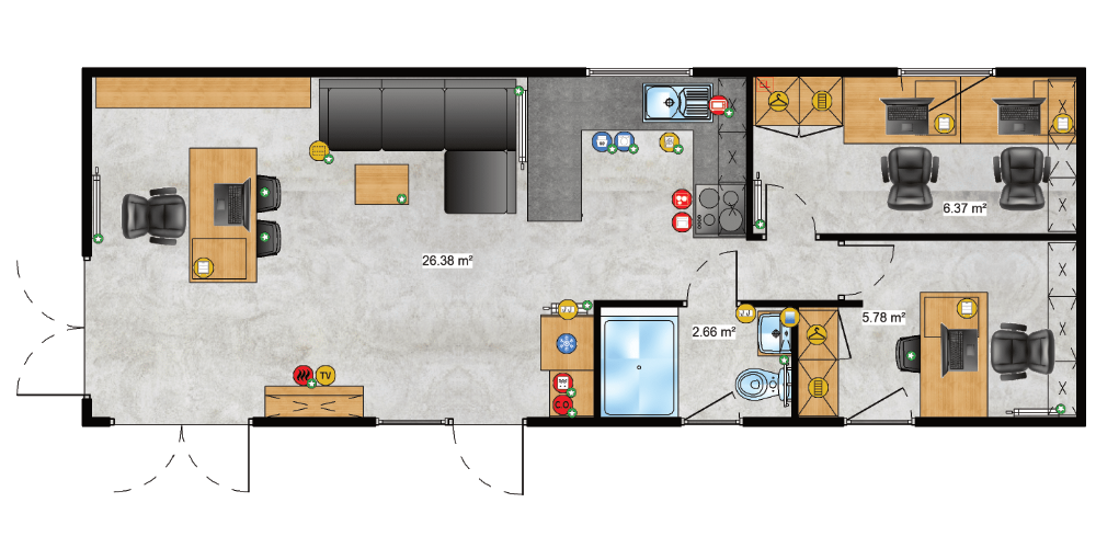 Traum Tiny - Zweckgebundenes Tiny Haus - Mobile Office - Grundriss 2