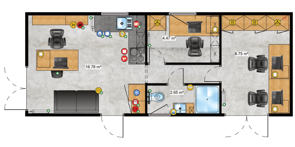 Traum Tiny - Zweckgebundenes Tiny Haus - Mobile Office - Grundriss 3