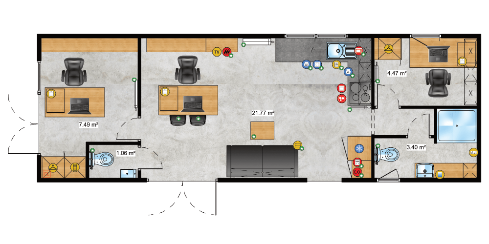 Traum Tiny - Zweckgebundenes Tiny Haus - Mobile Office - Grundriss 4
