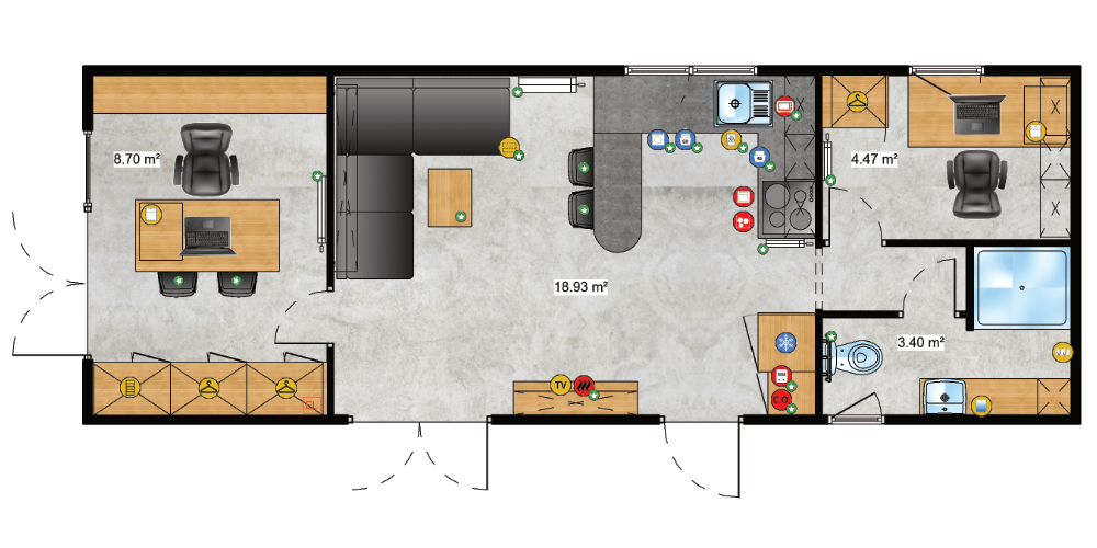Traum Tiny - Zweckgebundenes Tiny Haus - Mobile Office - Grundriss 5