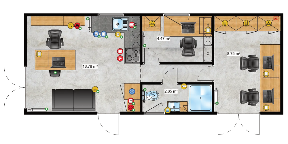 6Traum Tiny - Zweckgebundenes Tiny Haus - Mobile Office - Grundriss 2