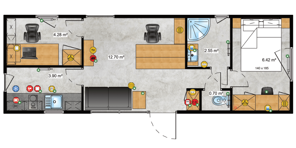 Traum Tiny - Zweckgebundenes Tiny Haus - Mobile Office - Grundriss 7