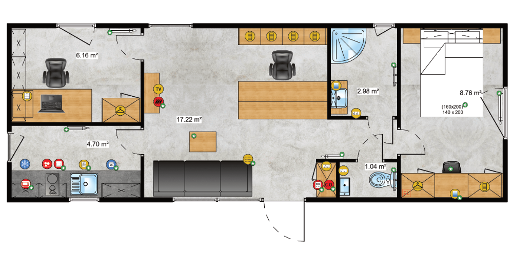 Traum Tiny - Zweckgebundenes Tiny Haus - Mobile Office - Grundriss 8