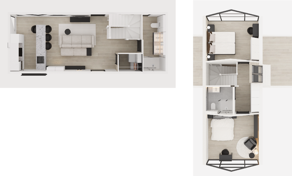 Traum Tiny - Modulhaus Sankt Moritz 3D Grundriss