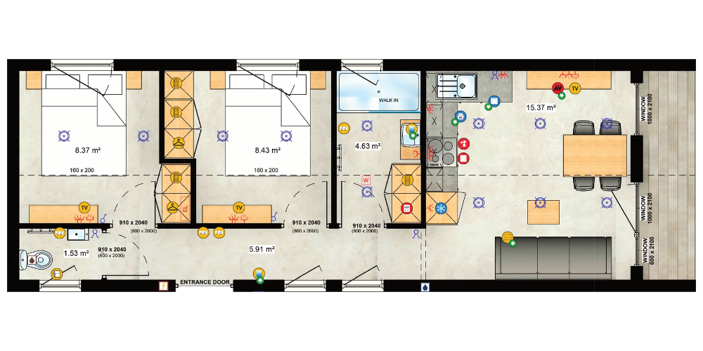 Traum Tiny - Modulhaus Sunset 3D Grundriss
