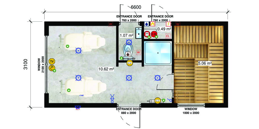 Traum Tiny - Spa-Modul 3D Grundriss