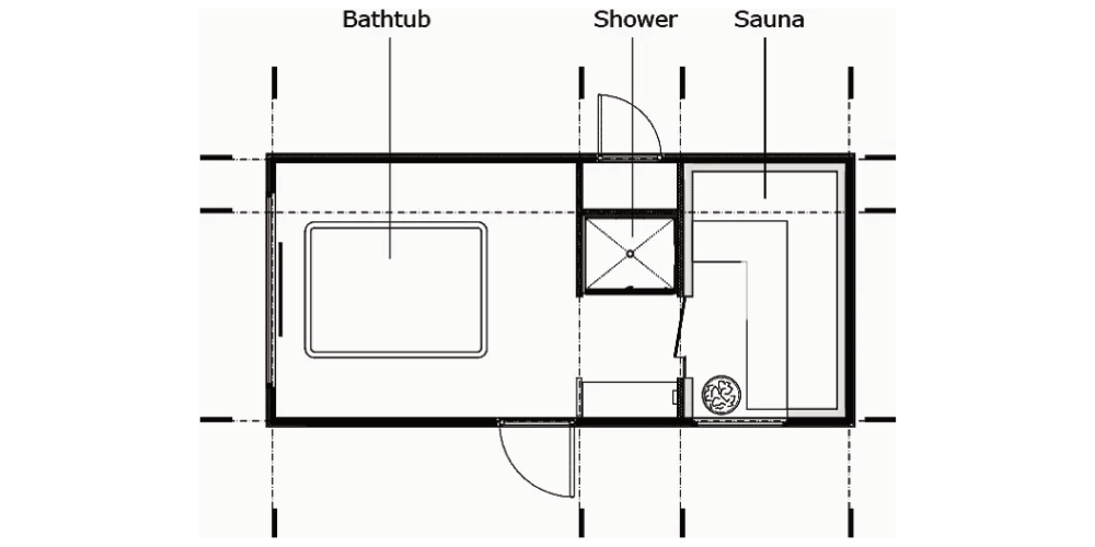 Traum Tiny - Zweckgebundenes Tiny Haus - SPA-Modul Jasmin - Grundriss 1